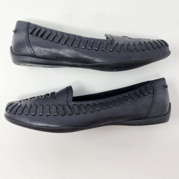 Bella Vita Woven Flat Shoes Women 7M Mila Navy Blue Leather Huarache Rubber Sole - Picture 7 of 10